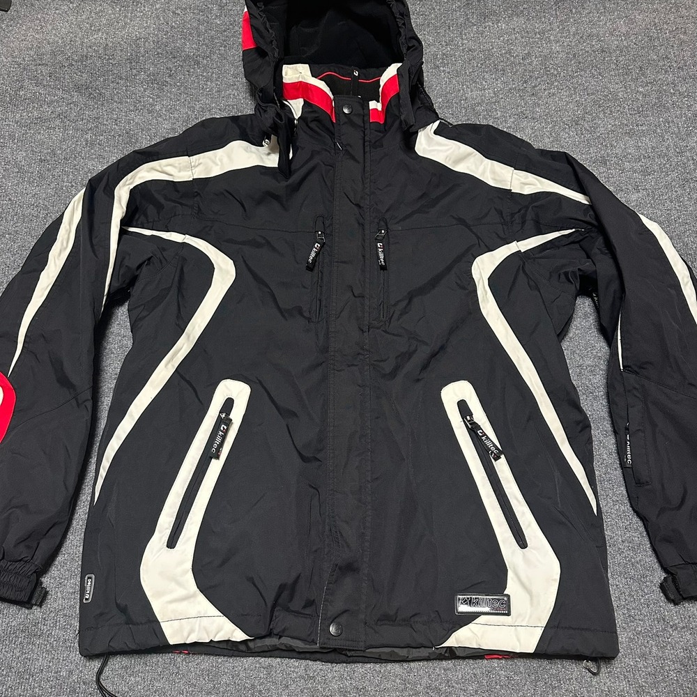 Killtec Mens Ski Jacket Black White Red Hooded Winter Coat Large US XXL EU